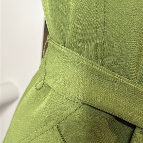 Green Sheath Mini Dress with Tie Front and Flutter Cap Sleeves - Picture 3 of 9